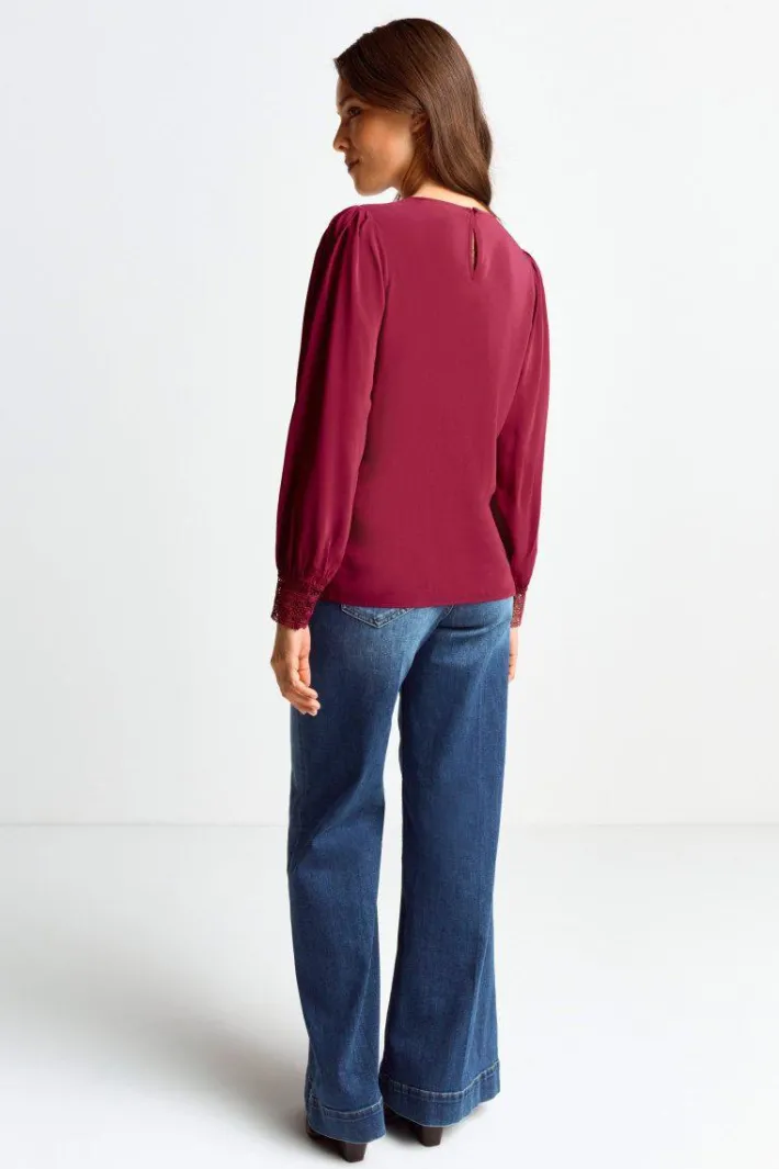 Rich & Royal Casual Blusen|Business Blusen<Bluse Mit Manschetten Aus Spitze