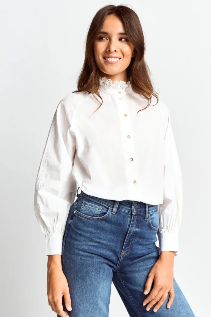 Rich & Royal Casual Blusen<Bluse Mit Rüschenkragen white