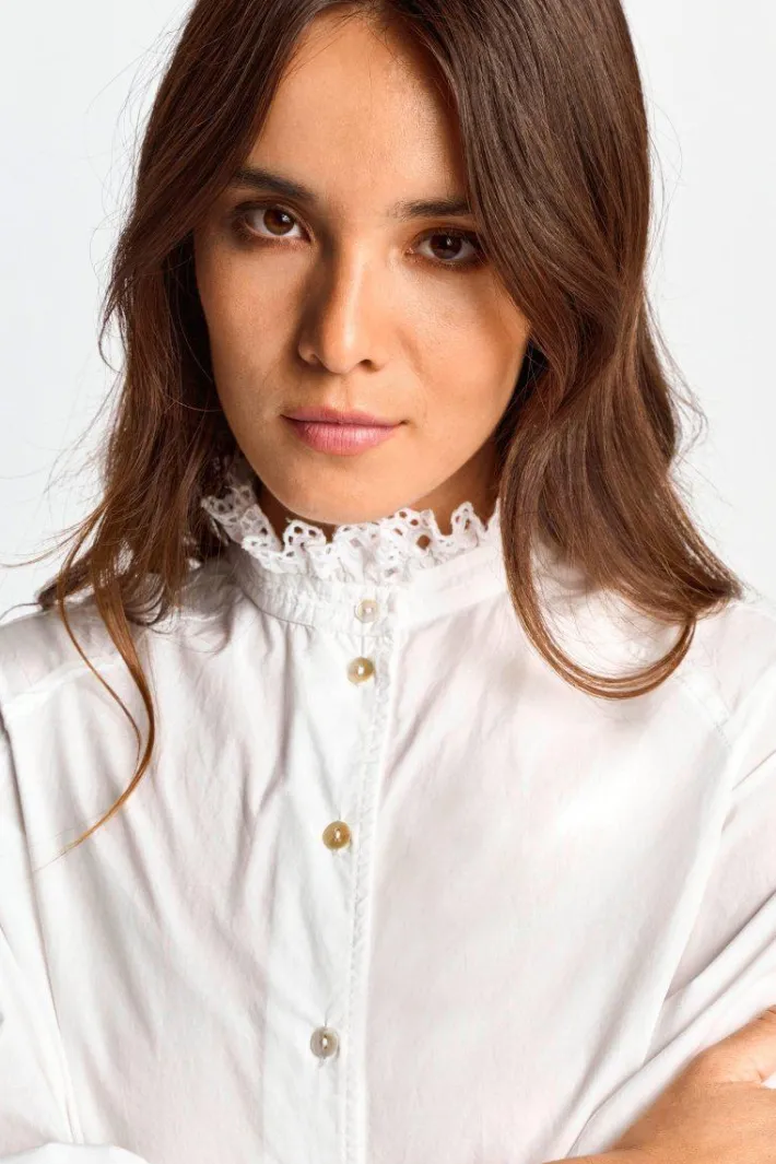 Rich & Royal Casual Blusen<Bluse Mit Rüschenkragen white