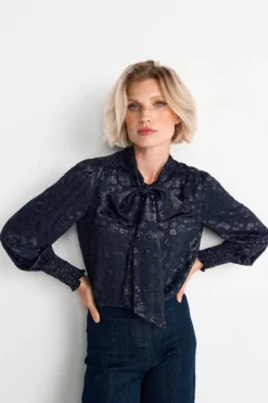 Rich & Royal Casual Blusen<Bluse Mit Schleifenkragen midnight blue