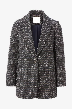 Rich & Royal Casual Blazer|Bouclé-Jacken<Bouclé-Blazer Mit Statement-Knopf midnight blue