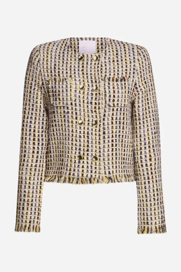 Rich & Royal Übergangsjacken|Bouclé-Jacken<Bouclé-Jacke Mit Fransen cruise blue