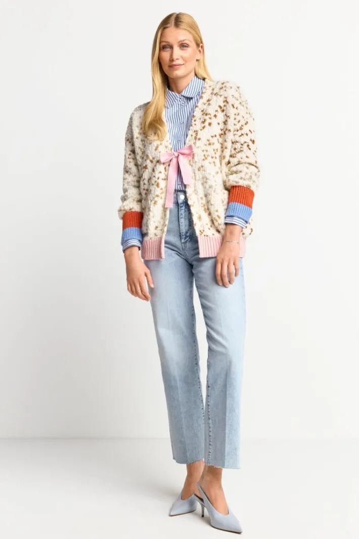 Rich & Royal Cardigans<Cardigan Mit Kontrastbündchen Und Schleife caffee latte