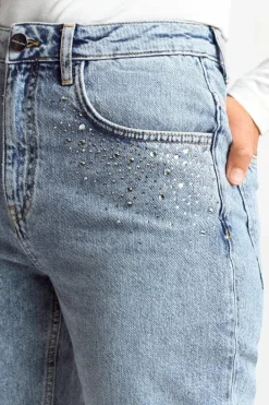 Rich & Royal Vintage Straight<Denim Mit Strassdetails denim blue