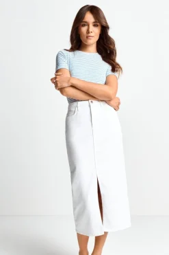 Rich & Royal Midiröcke<Denim-Rock Mit Schlitz white