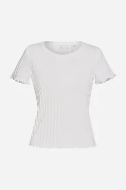 Rich & Royal T-Shirts<Figurbetontes Rib-Shirt pearl white