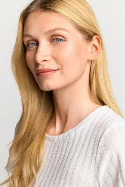 Rich & Royal T-Shirts<Figurbetontes Rib-Shirt pearl white