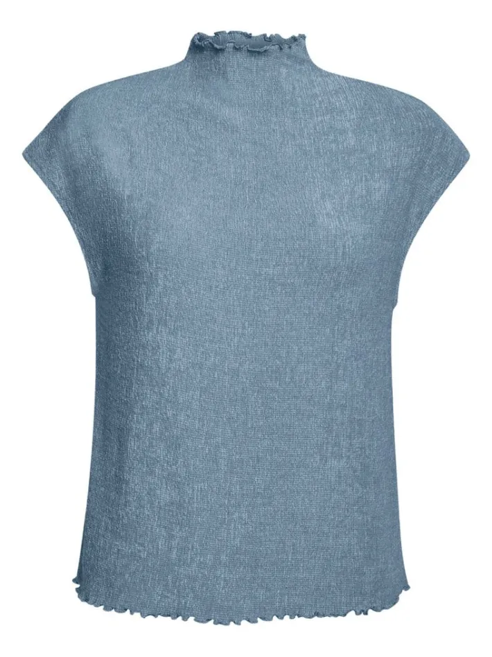 Rich & Royal T-Shirts<Figurbetontes Top In Crinkle-Optik cruise blue