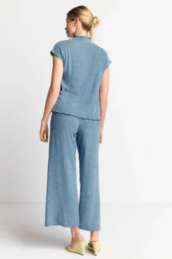 Rich & Royal T-Shirts<Figurbetontes Top In Crinkle-Optik cruise blue