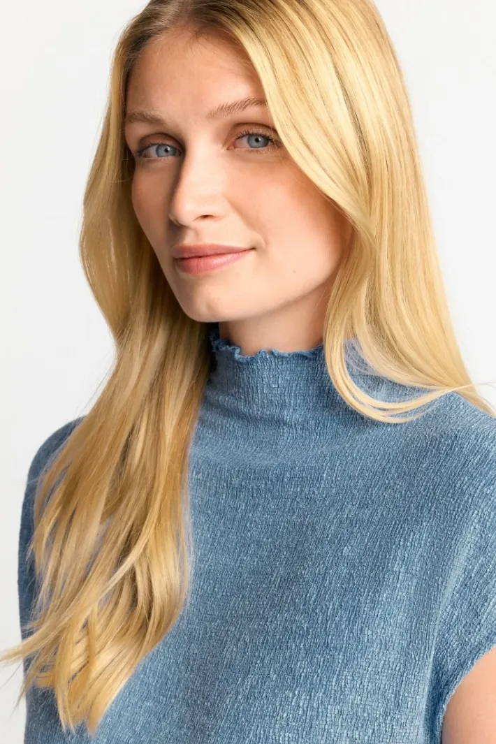 Rich & Royal T-Shirts<Figurbetontes Top In Crinkle-Optik cruise blue