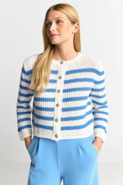 Rich & Royal Cardigans<Gestreifter Cardigan Mit Kristallknöpfen cruise blue