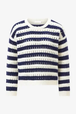 Rich & Royal Pullover<Gestreifter Lochstrickpullover midnight blue