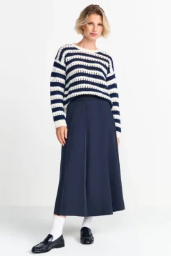 Rich & Royal Pullover<Gestreifter Lochstrickpullover midnight blue