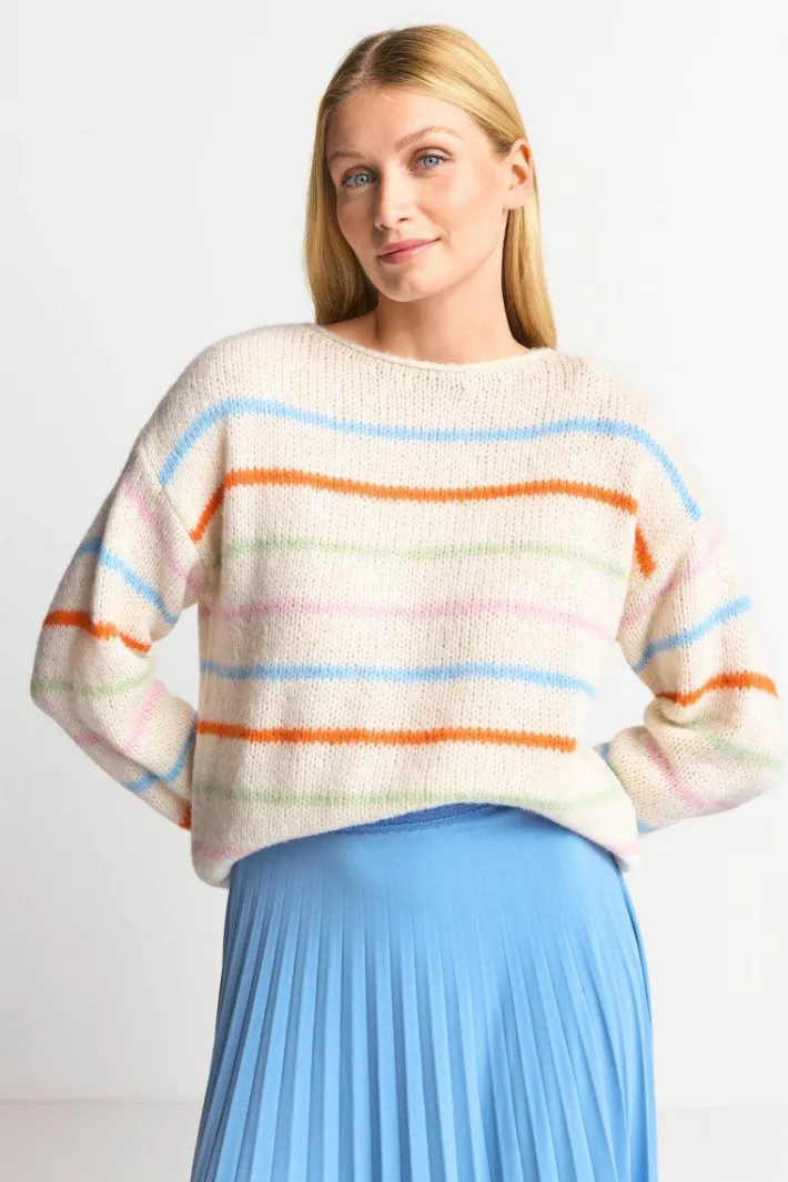 Rich & Royal Pullover<Gestreifter Pullover In Perlweiß pearl white