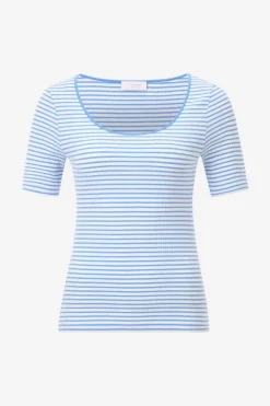 Rich & Royal T-Shirts<Gestreiftes T-Shirt In Feiner Rib-Struktur cruise blue