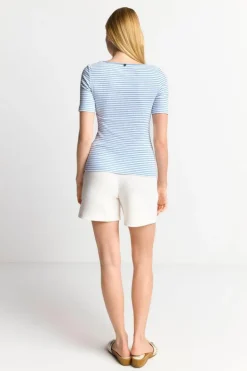 Rich & Royal T-Shirts<Gestreiftes T-Shirt In Feiner Rib-Struktur cruise blue