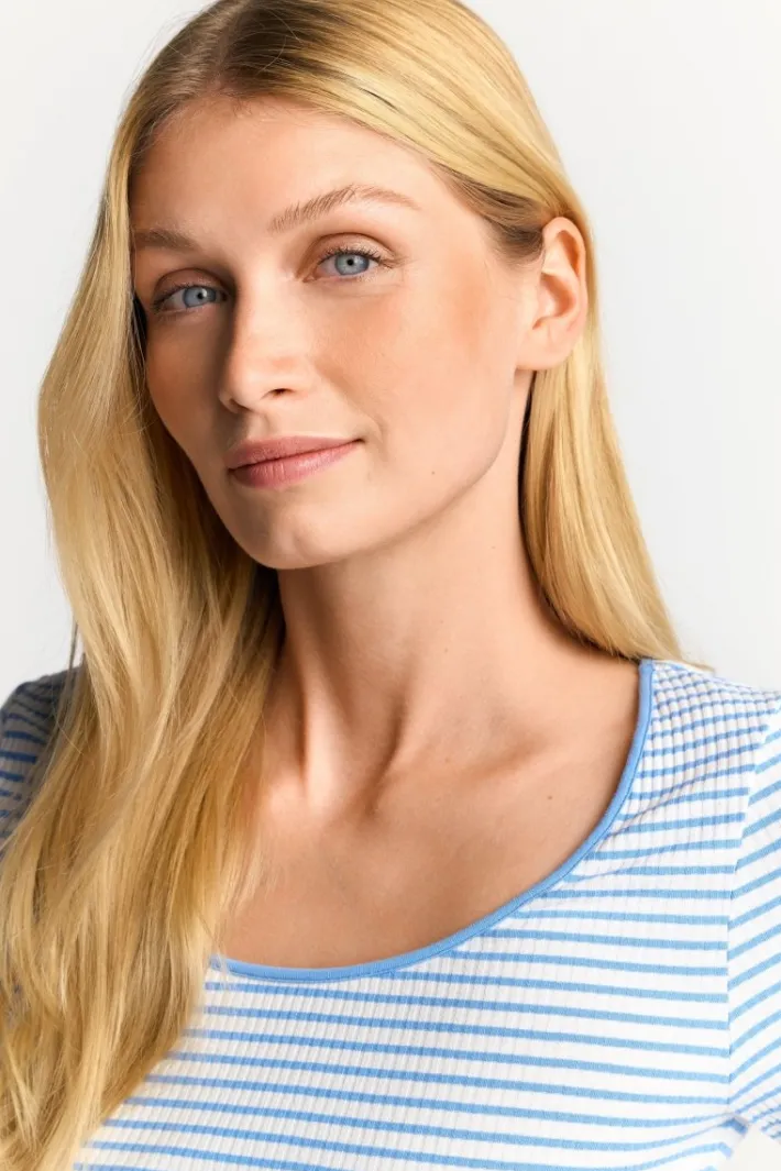 Rich & Royal T-Shirts<Gestreiftes T-Shirt In Feiner Rib-Struktur cruise blue