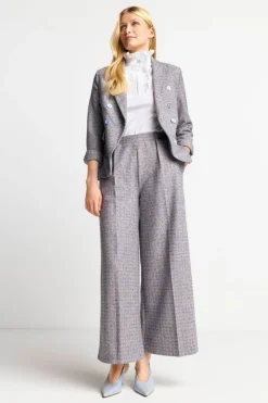 Rich & Royal Weite Hosen|Business Hosen<Karierte Culotte Aus Wollmix cruise blue