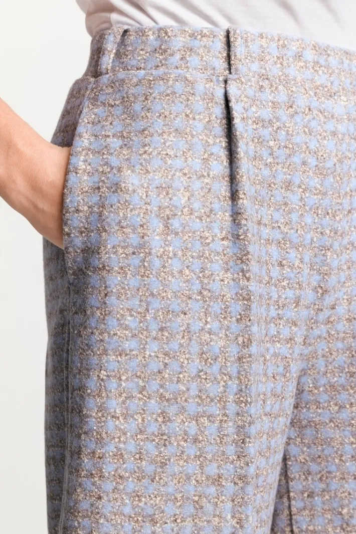 Rich & Royal Weite Hosen|Business Hosen<Karierte Culotte Aus Wollmix cruise blue