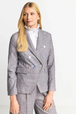 Rich & Royal Casual Blazer|Business Blazer<Karierter Wollblazer Mit Reverskragen cruise blue