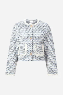 Rich & Royal Übergangsjacken|Bouclé-Jacken<Kurze Bouclé-Jacke In Blauweiß frosty lavender