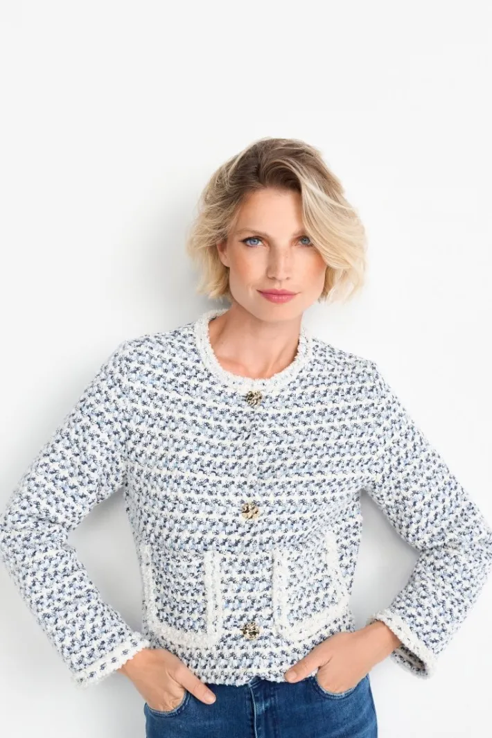 Rich & Royal Übergangsjacken|Bouclé-Jacken<Kurze Bouclé-Jacke In Blauweiß frosty lavender