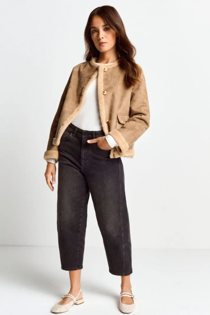 Rich & Royal Felljacken<Kurze Jacke In Wildlederoptik caffee latte