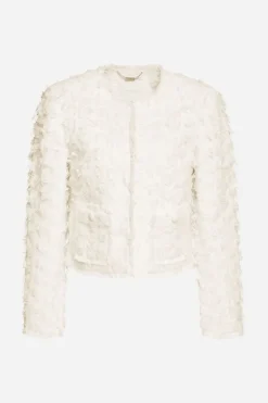 Rich & Royal Übergangsjacken|Casual Blazer<Kurze Jacke Mit Fransiger Struktur pearl white