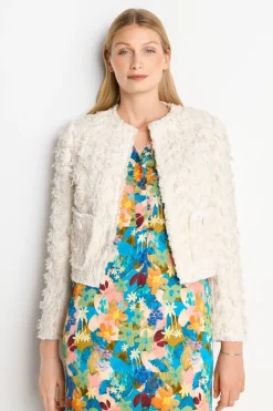 Rich & Royal Übergangsjacken|Casual Blazer<Kurze Jacke Mit Fransiger Struktur pearl white
