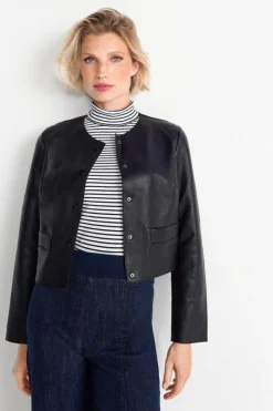 Rich & Royal Übergangsjacken<Kurze Lederjacke Mit Druckknöpfen