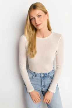 Rich & Royal Longsleeves<Longsleeve Aus Wollmix pearl white