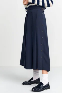 Rich & Royal Midiröcke<Midirock Mit Seitlicher Knopfleiste midnight blue