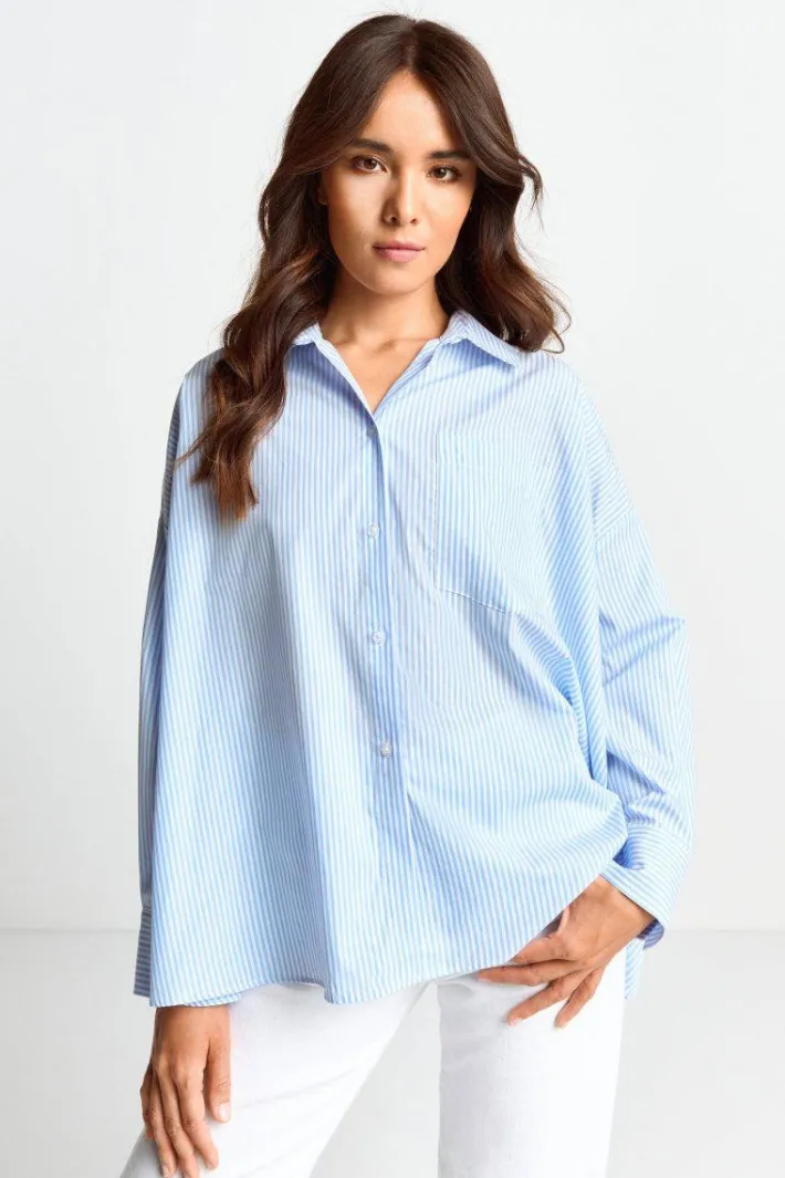 Rich & Royal Casual Blusen<Oversized Hemdbluse cotton blue