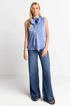 Rich & Royal Casual Blusen|Business Blusen<Ärmellose Schluppenbluse Mit Glanzeffekt