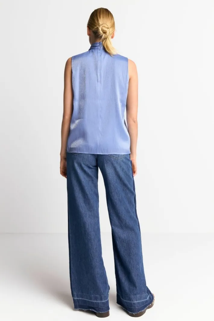 Rich & Royal Casual Blusen|Business Blusen<Ärmellose Schluppenbluse Mit Glanzeffekt