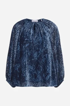 Rich & Royal Casual Blusen<Samtbluse Mit Ballonärmeln cruise blue