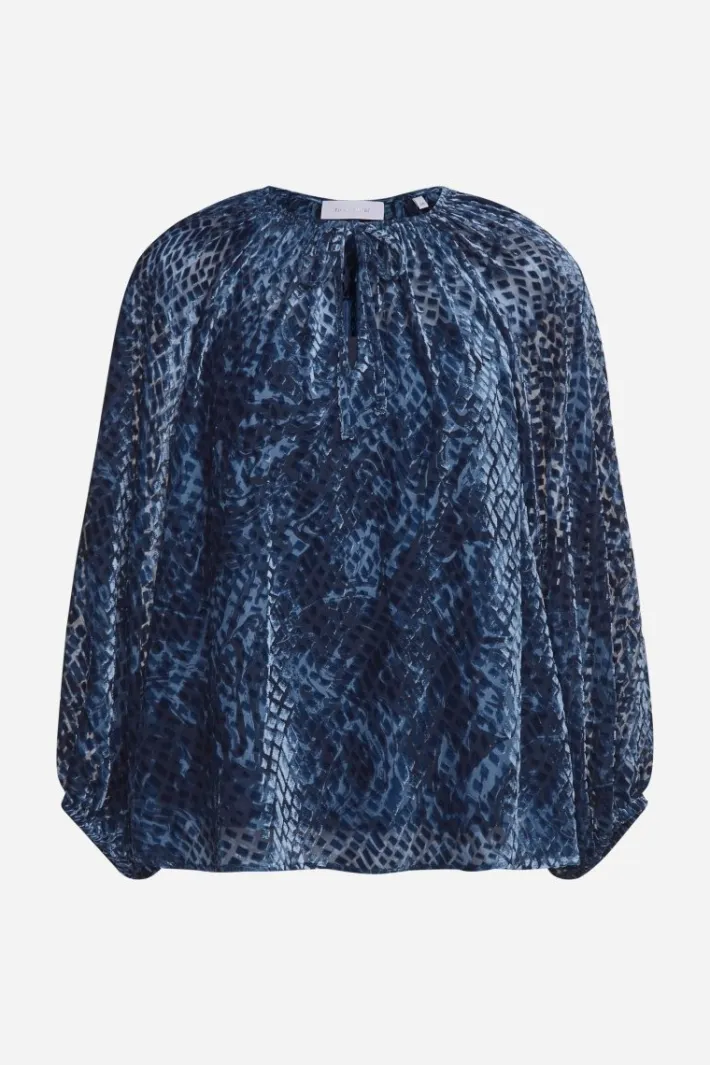 Rich & Royal Casual Blusen<Samtbluse Mit Ballonärmeln cruise blue