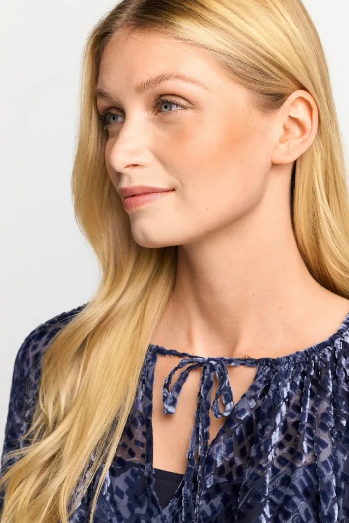 Rich & Royal Casual Blusen<Samtbluse Mit Ballonärmeln cruise blue