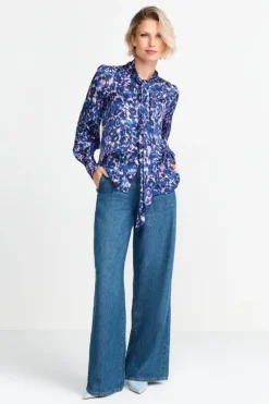 Rich & Royal Casual Blusen<Schluppenbluse Mit Leo-Print midnight blue