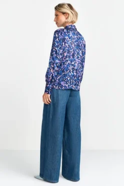 Rich & Royal Casual Blusen<Schluppenbluse Mit Leo-Print midnight blue