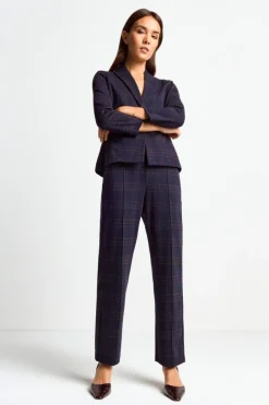 Rich & Royal Schmale Hosen|Business Hosen<Stoffhose Mit Karomuster Und Bügelfalte midnight blue