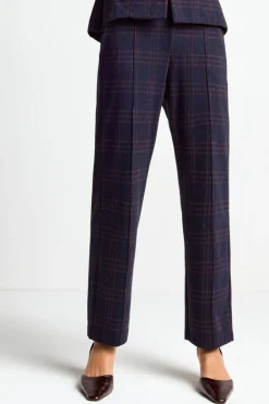 Rich & Royal Schmale Hosen|Business Hosen<Stoffhose Mit Karomuster Und Bügelfalte midnight blue