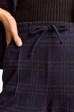 Rich & Royal Schmale Hosen|Business Hosen<Stoffhose Mit Karomuster Und Bügelfalte midnight blue
