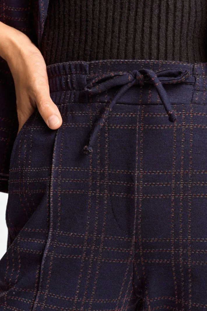 Rich & Royal Schmale Hosen|Business Hosen<Stoffhose Mit Karomuster Und Bügelfalte midnight blue