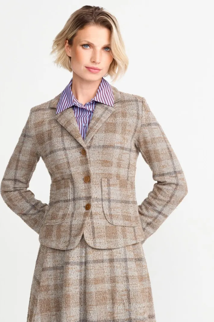 Rich & Royal Business Blazer|Casual Blazer<Taillierter Blazer Mit Karomuster caramel spice