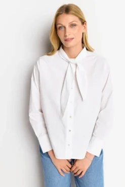 Rich & Royal Casual Blusen|Business Blusen<Weiße Bluse Mit Bindekragen white