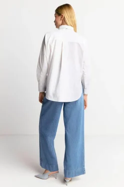 Rich & Royal Casual Blusen|Business Blusen<Weiße Bluse Mit Bindekragen white