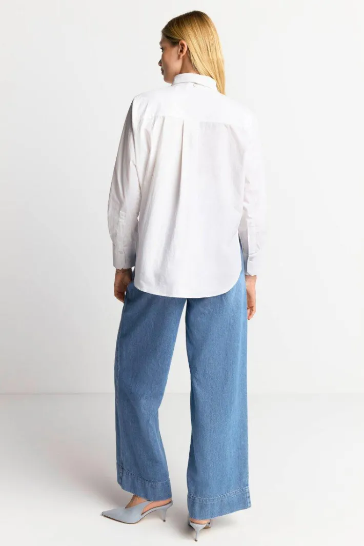 Rich & Royal Casual Blusen|Business Blusen<Weiße Bluse Mit Bindekragen white