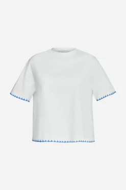 Rich & Royal T-Shirts<Weißes T-Shirt Mit Blauen Stickereien cruise blue