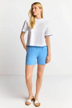 Rich & Royal T-Shirts<Weißes T-Shirt Mit Blauen Stickereien cruise blue